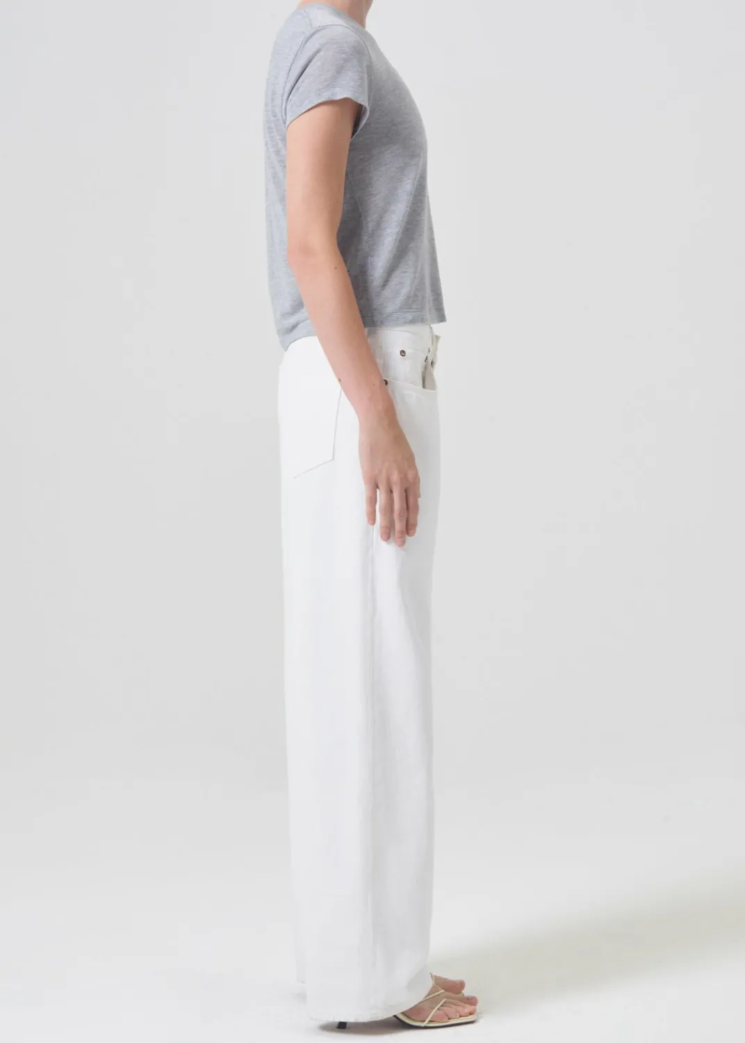 New AGOLDE Adine Shrunken Tee In Grey Heather