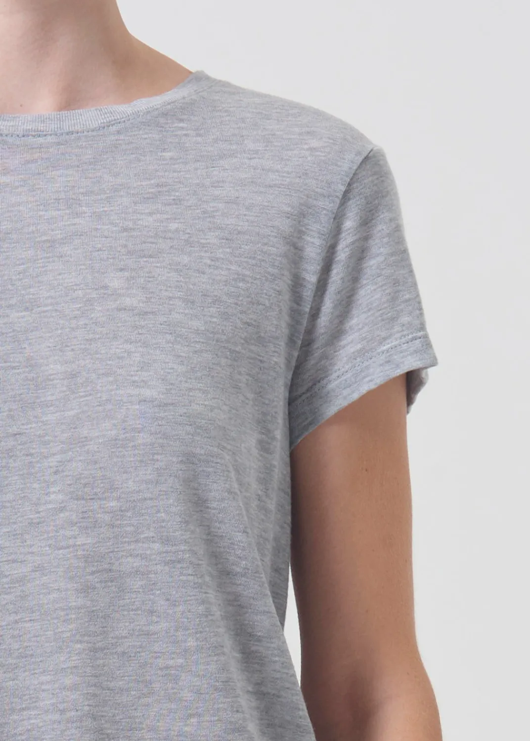 New AGOLDE Adine Shrunken Tee In Grey Heather