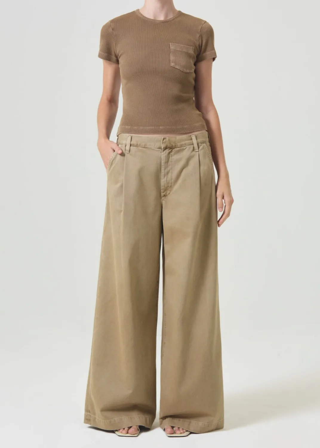 Online AGOLDE Arlo Rib Pocket Tee In Bamboo