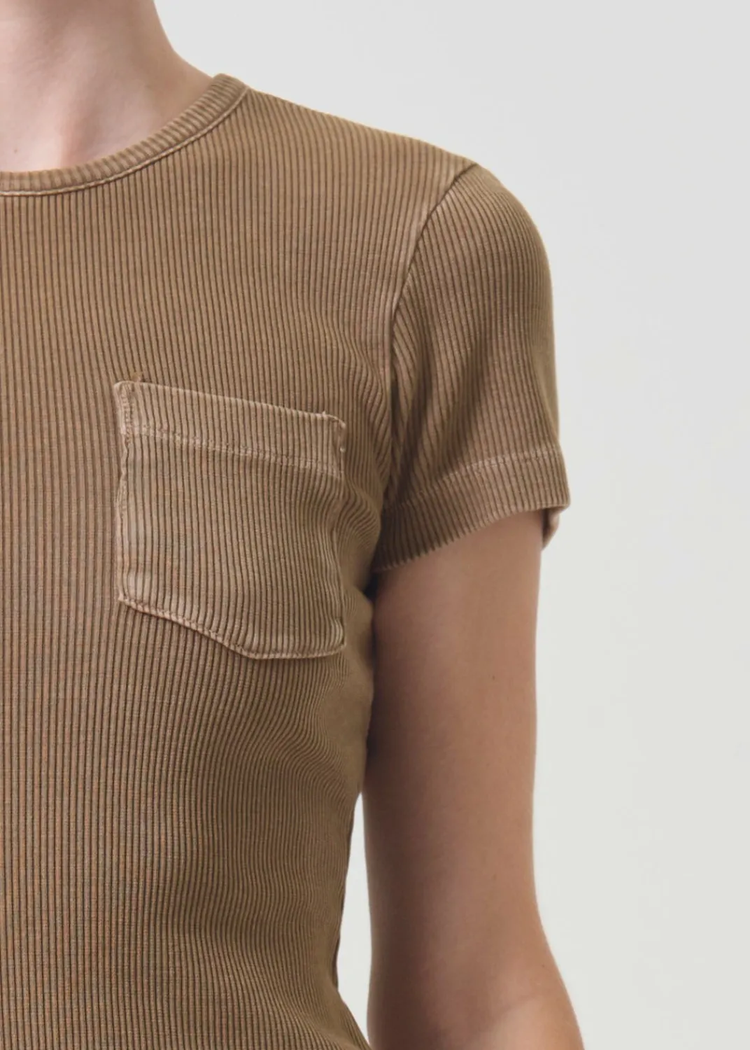 Online AGOLDE Arlo Rib Pocket Tee In Bamboo