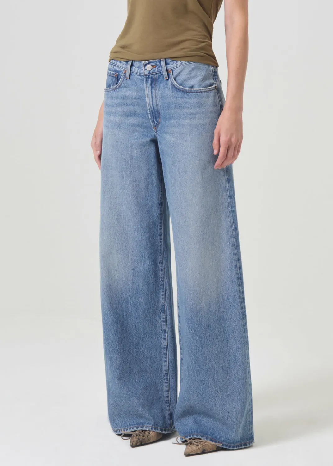 New AGOLDE Clara Low Rise Baggy Flare In Signal
