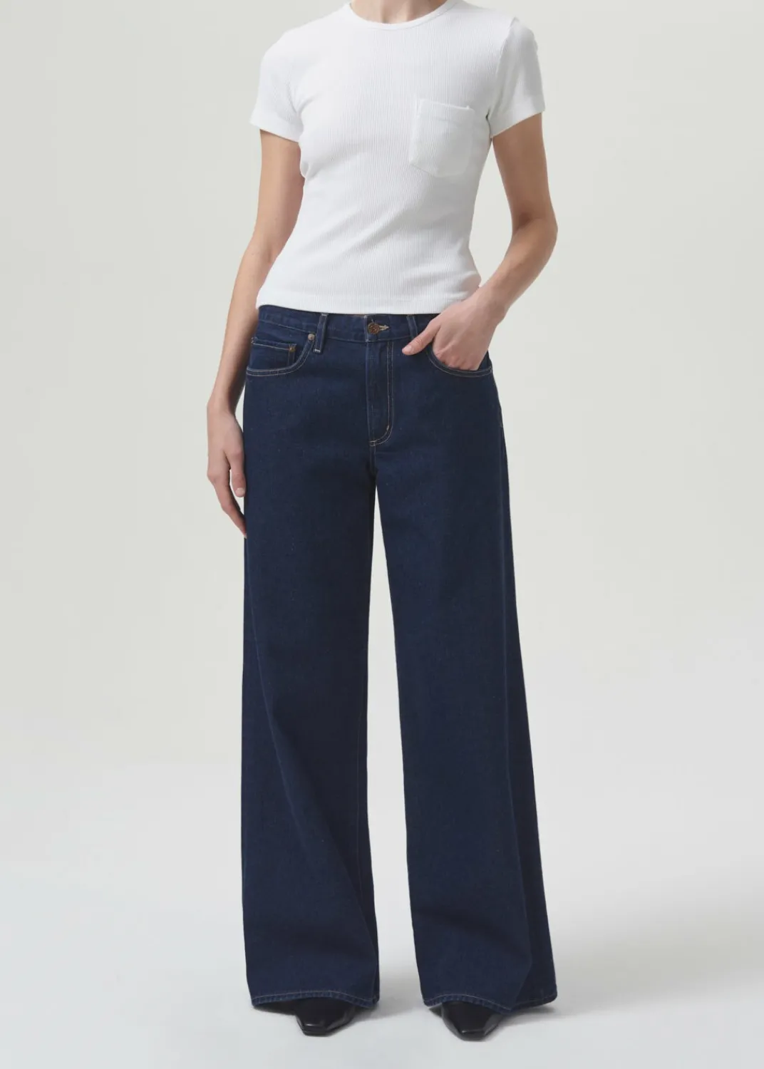 Discount AGOLDE Clara Low Rise Baggy Flare In Whisper