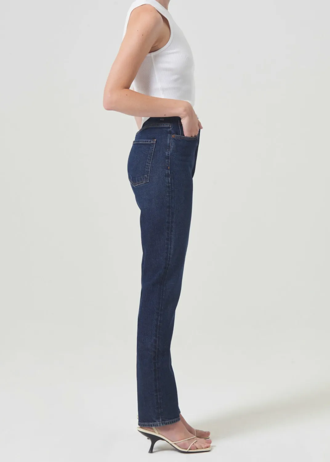 Shop AGOLDE Freya High Rise Slim (Stretch) In Divided