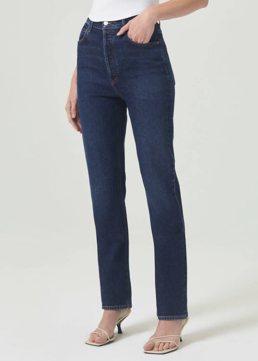 Shop AGOLDE Freya High Rise Slim (Stretch) In Divided