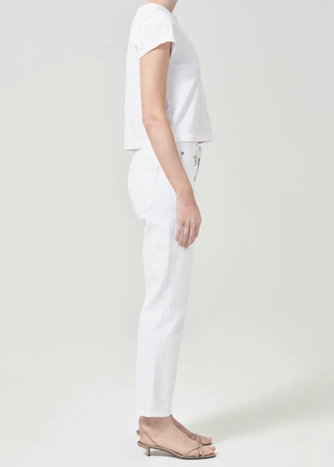 Discount AGOLDE Kye Mid Rise Straight Crop (Stretch) In Sour Cream