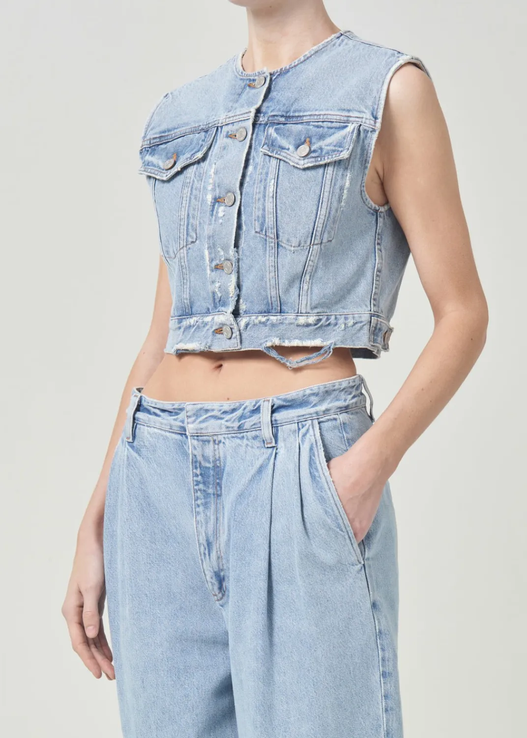 Sale AGOLDE Leo Vest In Fray