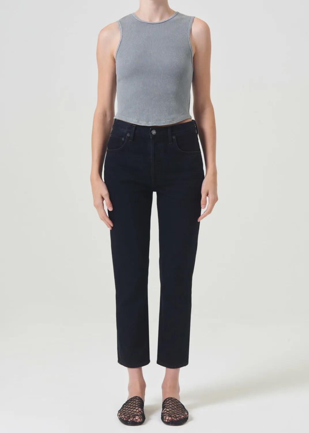 New AGOLDE Riley High Rise Straight Crop In Crushed