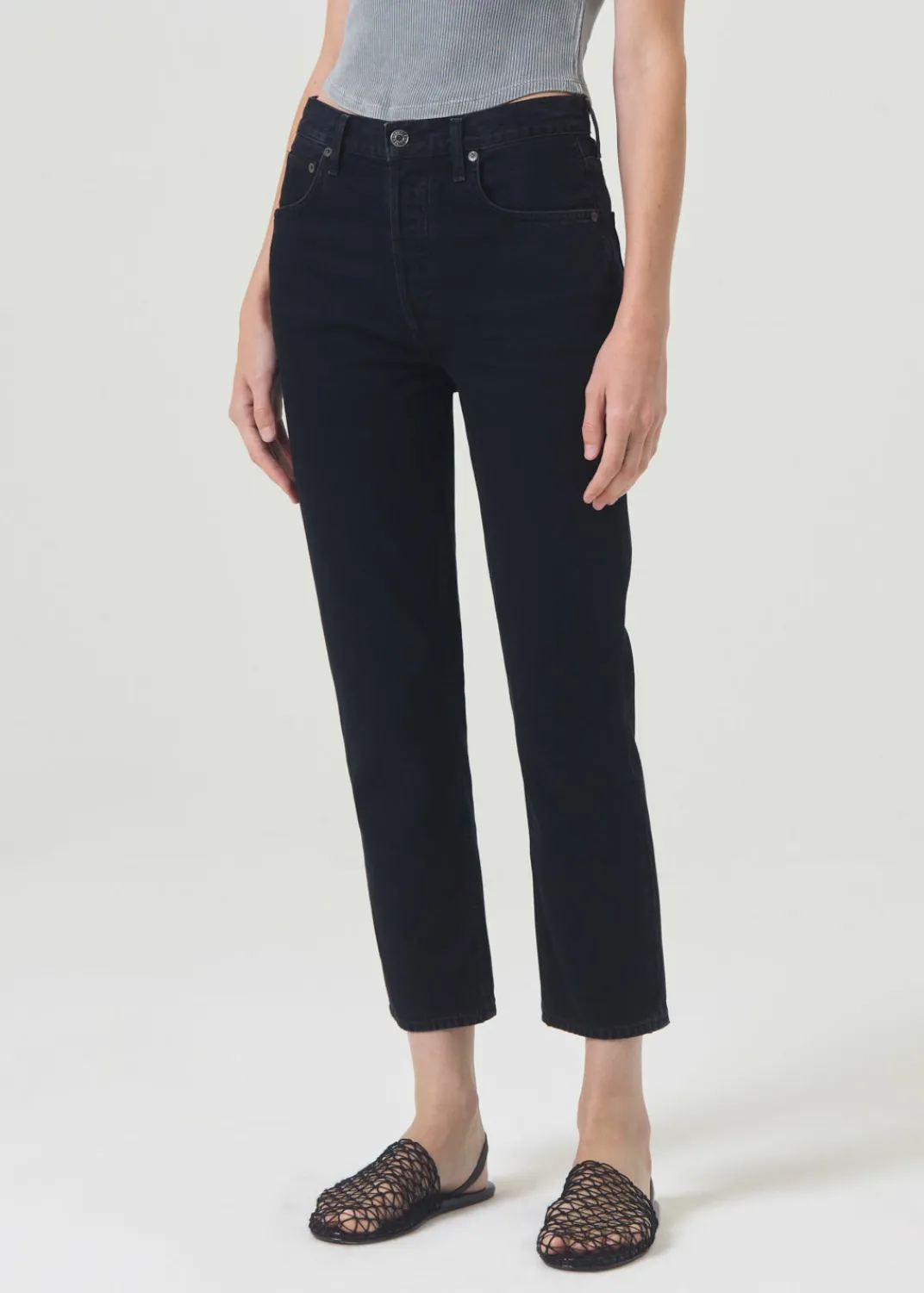 New AGOLDE Riley High Rise Straight Crop In Crushed
