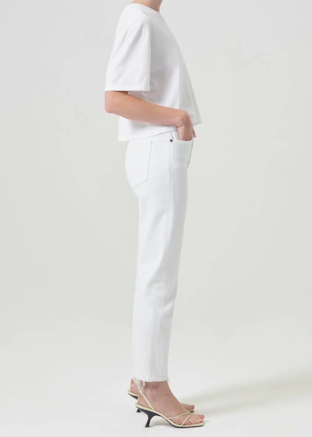 Cheap AGOLDE Riley High Rise Straight Crop (Stretch) In Sour Cream